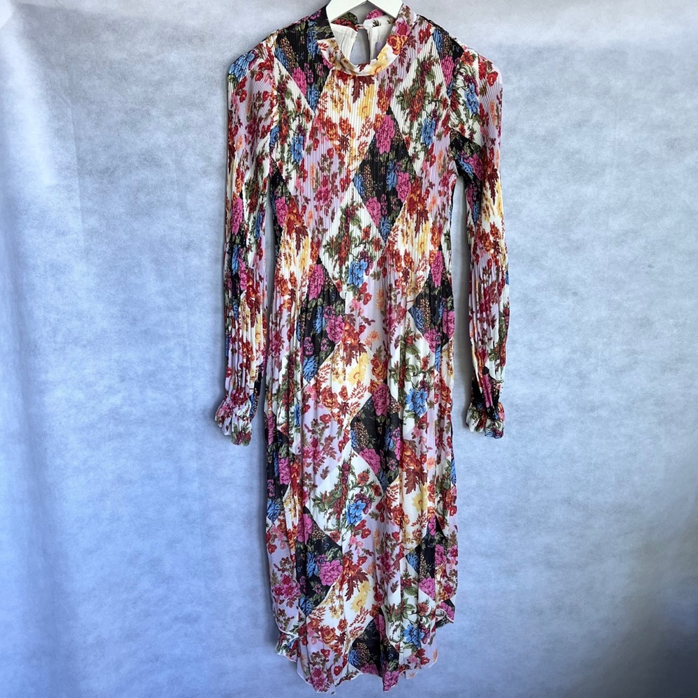 Anthropologie Maeve Shara Polished Pleats, Floral, Midi Dress XS - Picture 13 of 16